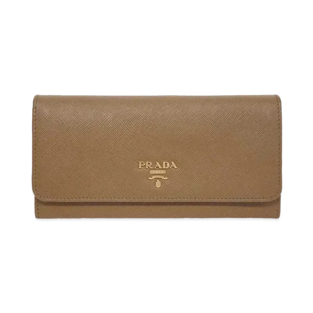 PRADA Saffiano Leather Wallet "Brown"