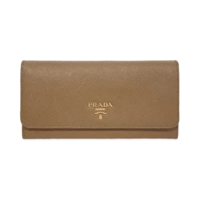 PRADA Saffiano Leather Wallet "Brown"