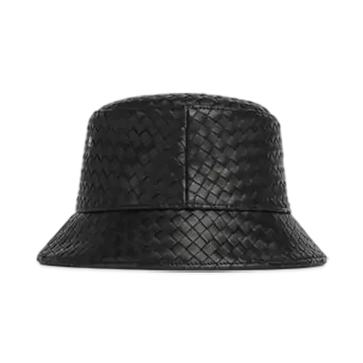 Bottega Veneta Intrecciato Leather Bucket Hat "Black"