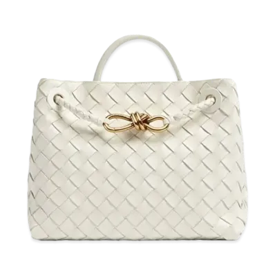 Bottega Veneta Small Andiamo Leather Bag "White"