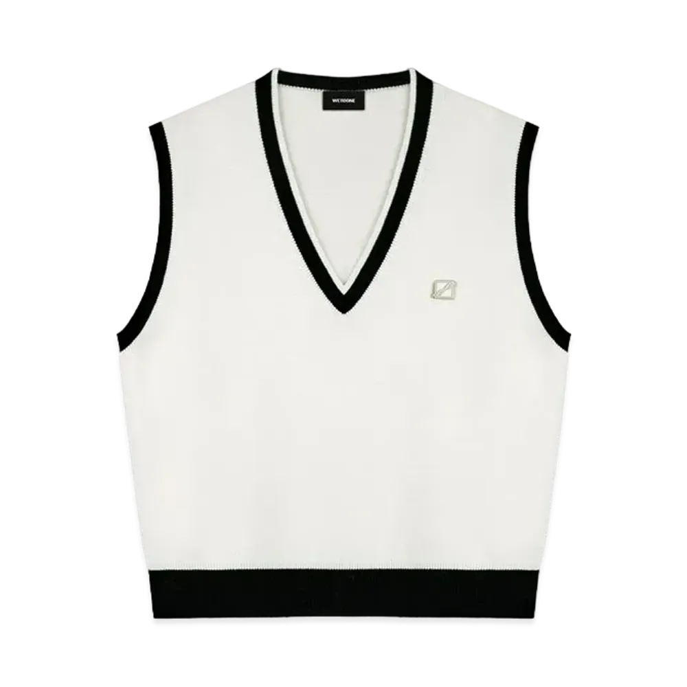 WE11DONE Metal Logo Detail Knit Vest "Ivory"