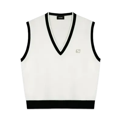 WE11DONE Metal Logo Detail Knit Vest "Ivory"