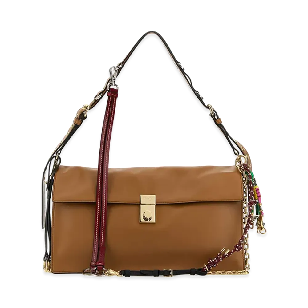 PRADA Women's Leather Large Soft Sound Shoulder Bag "Beige"