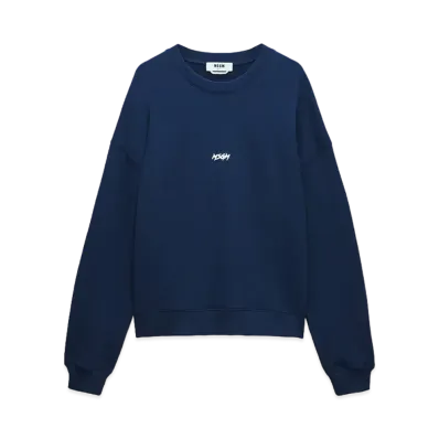 MSGM Jersey Sweatshirt With Micro Logo Print "Navy"