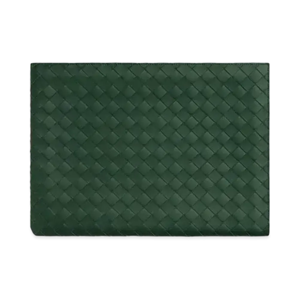 Bottega Veneta Intrecciato Half Zipper Pouch "Avocado"