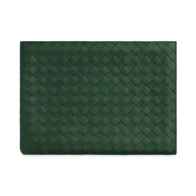 Bottega Veneta Intrecciato Half Zipper Pouch "Avocado"