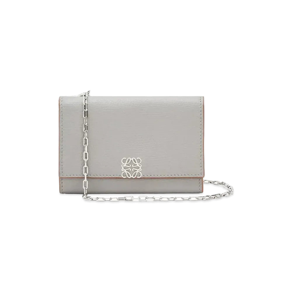 LOEWE Anagram Wallet On Chain In Pebble Grain Calfskin "Smoke"