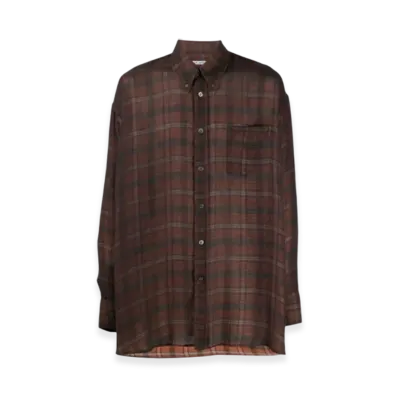 OUR LEGACY Borrowed BD Shirt "Orange Green Check"