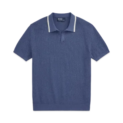Polo Ralph Lauren Textured Cotton Johnny Collar Sweater "Blue"
