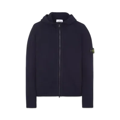 Stone Island Lambswool Hooded Cardigan Knit "Navy"