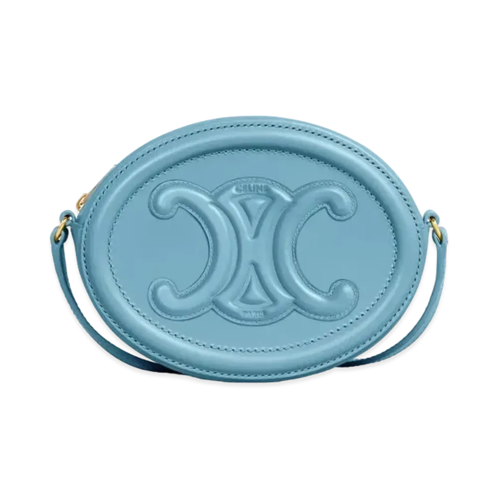 CELINE Crossbody Oval Purse Cuir Triomphe In Smooth Calfskin "Denim"