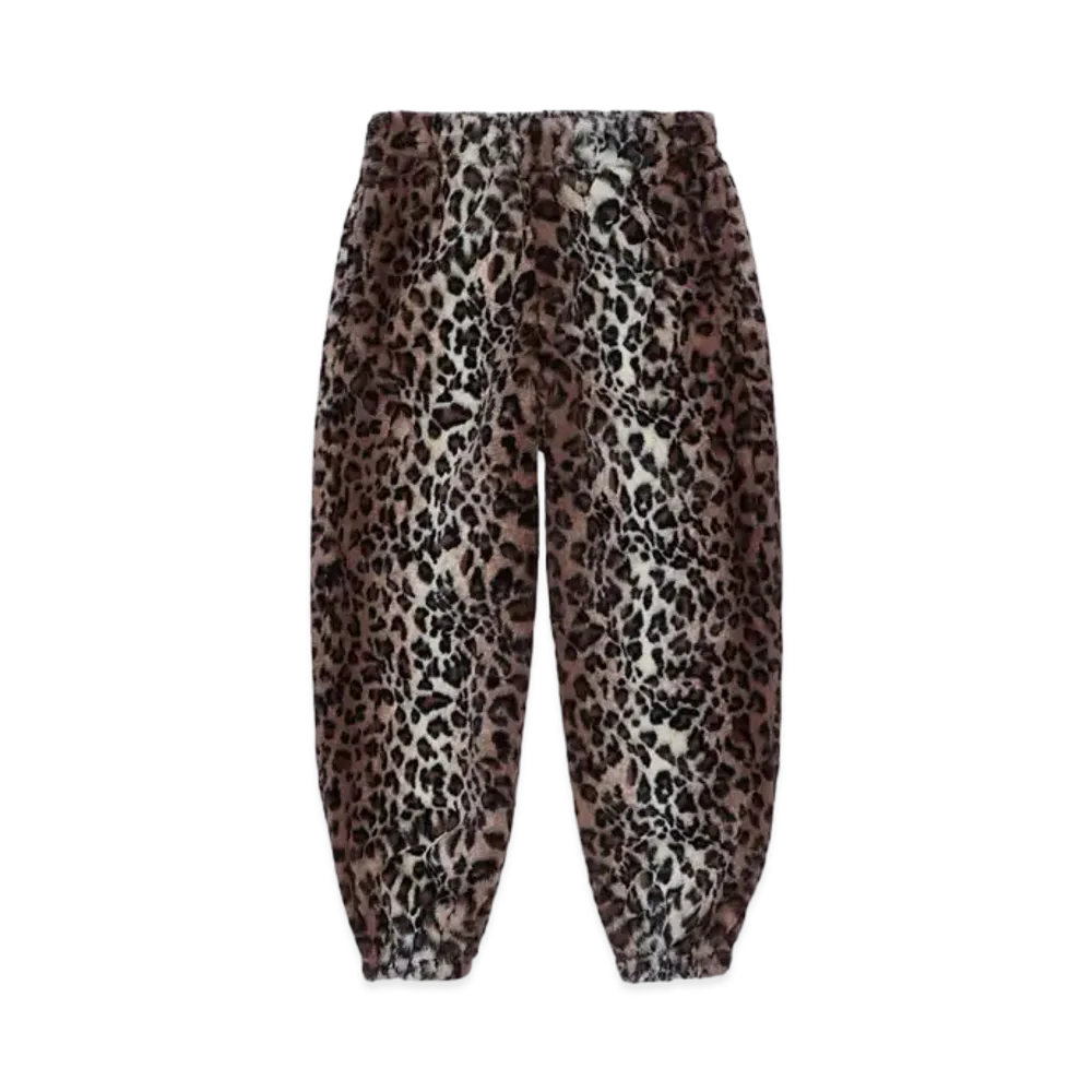 WACKO MARIA Faux Leopard Fur Track Pants "Beige"