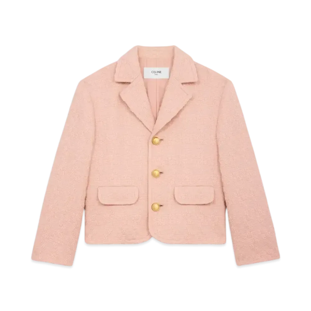 CELINE Women's Garance Jacket in Wool Natte "Rose Passe"