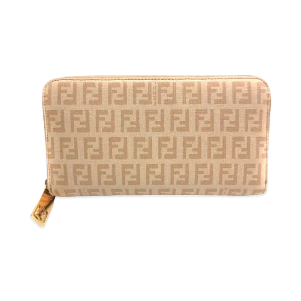 FENDI Zucchino PVC Round Long wallet "Beige"