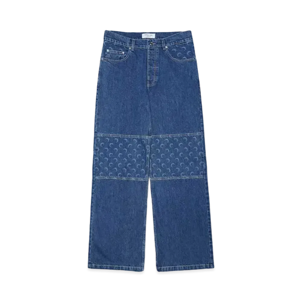 Marine Serre DEADSTOCK DENIM STRAIGHT LEG PANTS "BLUE"