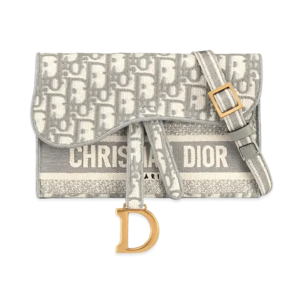 Dior Saddle Slim Pouch Dior Oblique Embroidery "Gray"