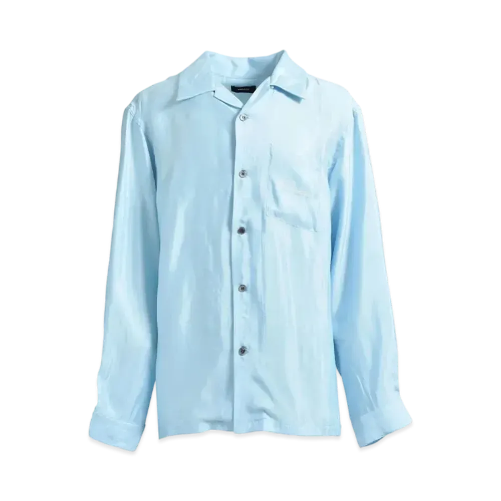 BREATH Script Logo Satin Shirt "Ice"