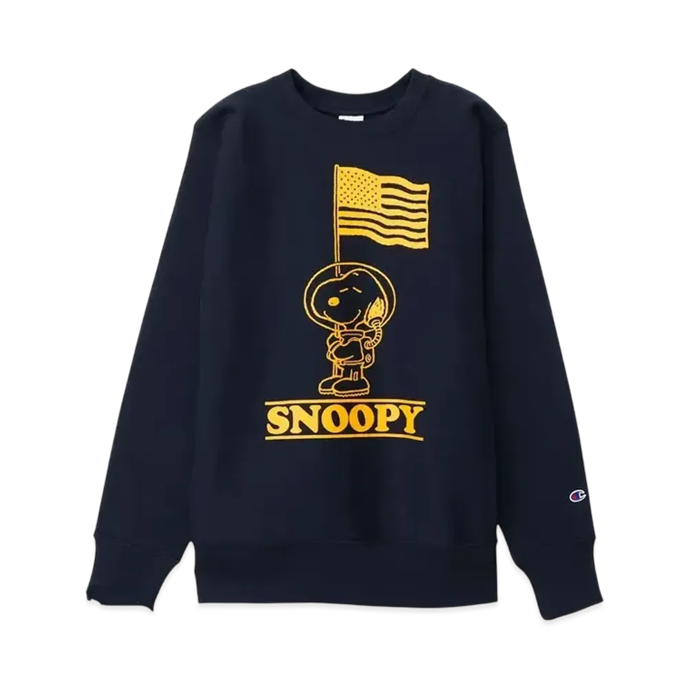 Champion x PEANUTS Reverse Weave Crew Neck Sweatshirt Made In USA "Navy"