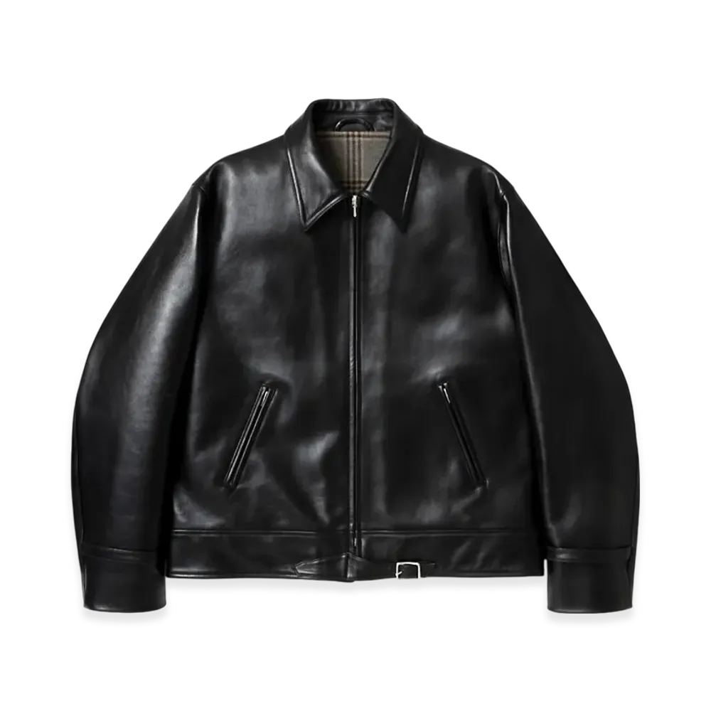 A.PRESSE Leather French Riders Jacket "Black"
