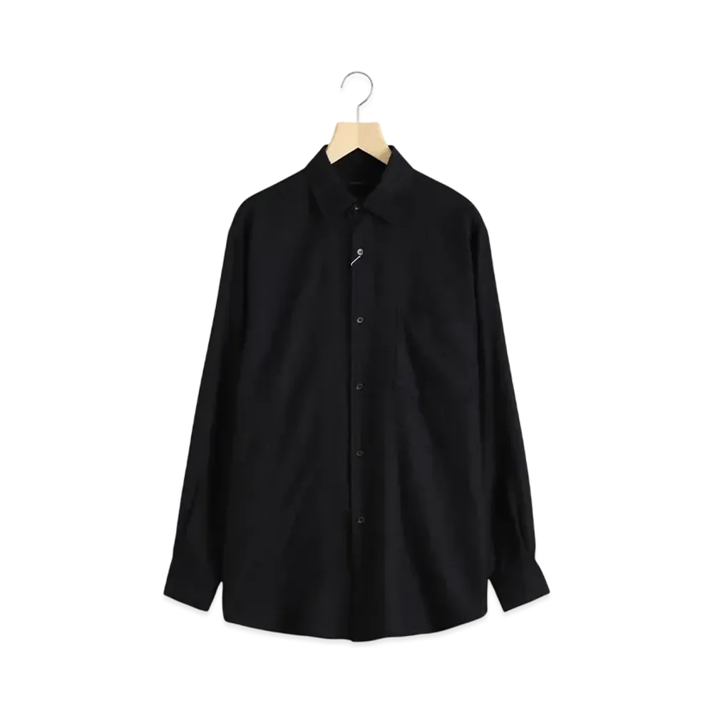 COMOLI Cashmere Silk Dyed Shirt "Navy"