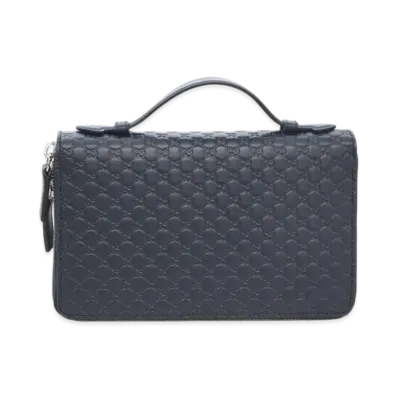GUCCI Micro Guccissima Zip Around Long Wallet "Navy"