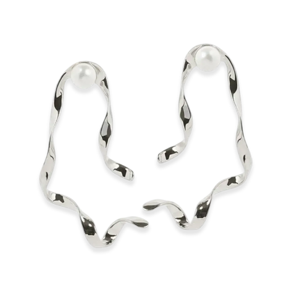 DRIES VAN NOTEN Women's Wave Stud Earrings "Silver"