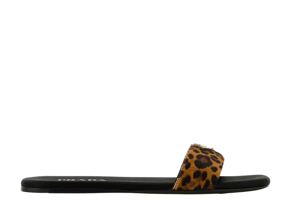 PRADA Women's Printed Calf Hair Slippers "Animal Print"