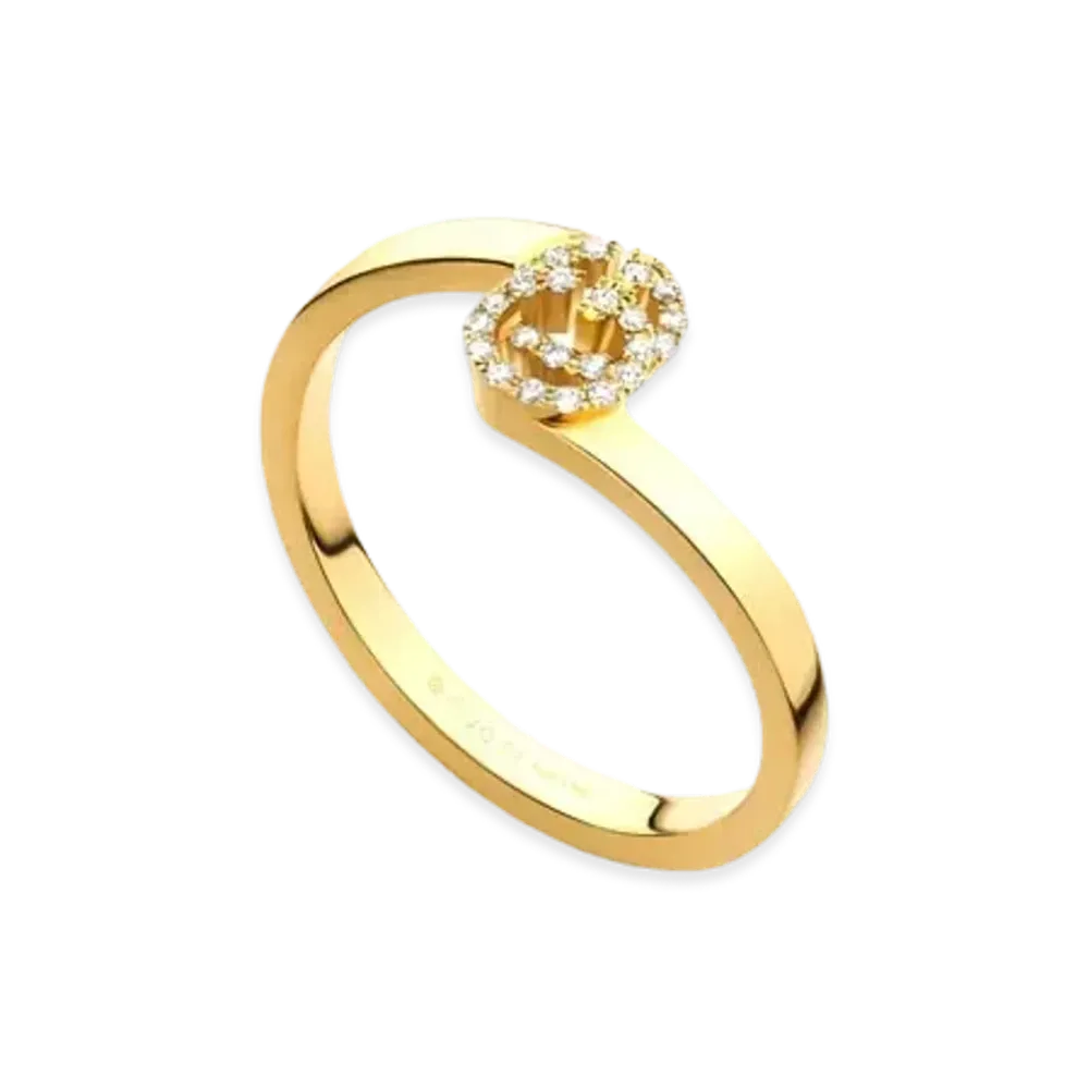 GUCCI Yellow Gold GG Running Ring With Diamonds