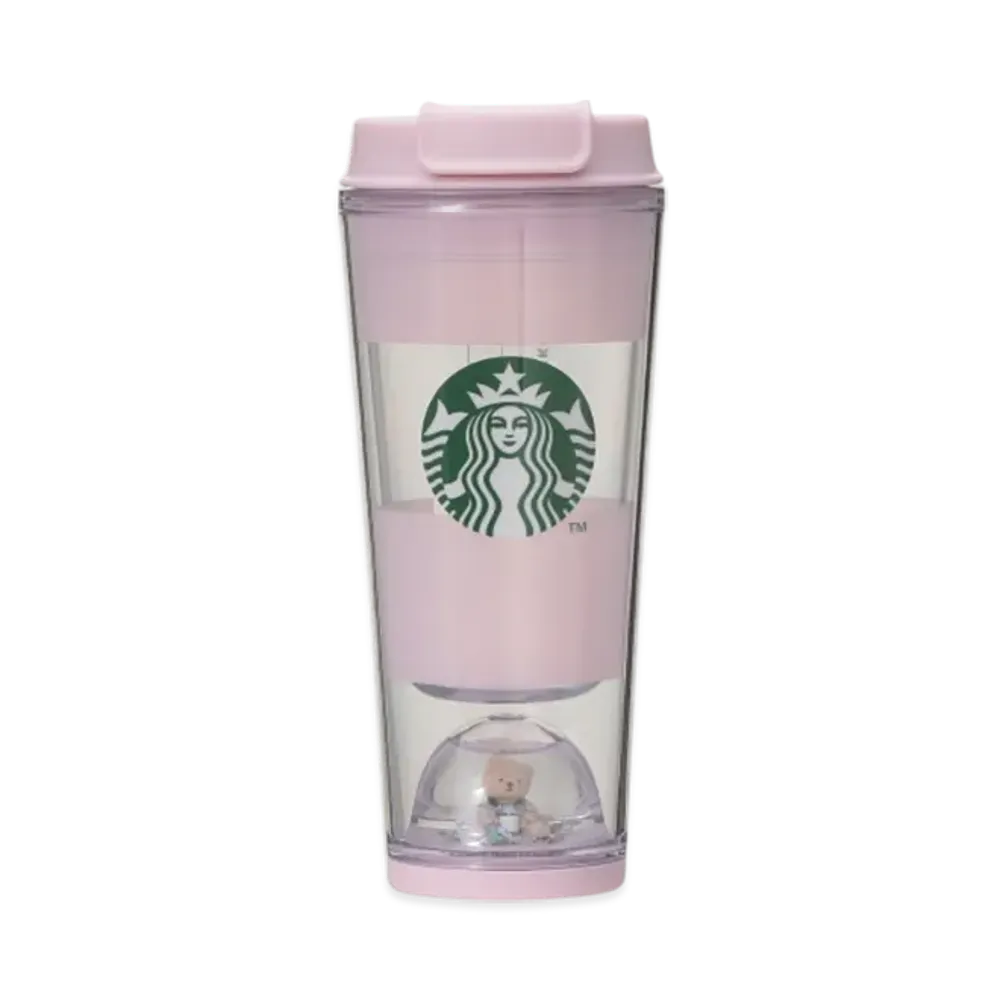 STARBUCKS x GELATO PIQUE Bear Snow Globe Border Tumbler 355ml "Soft Pink"