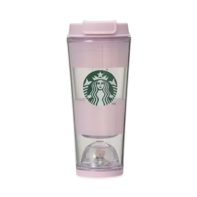 STARBUCKS x GELATO PIQUE Bear Snow Globe Border Tumbler 355ml "Soft Pink"