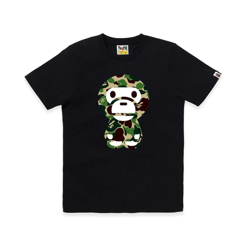 A BATHING APE Women's ABC Camo Big Baby Milo Tee "Black/Green"