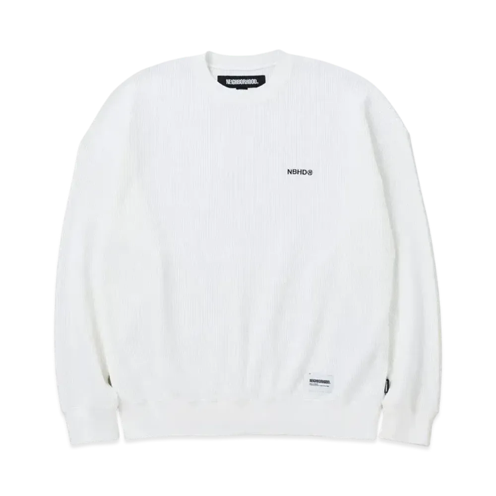 ネイバーフッド ワッフル ファブリック クルーネック LS "ホワイト"