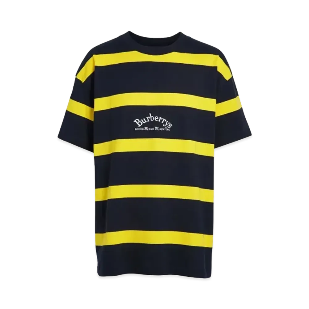 Burberry Men's Embroidered Archive Logo Striped Cotton T-shirt "Navy"