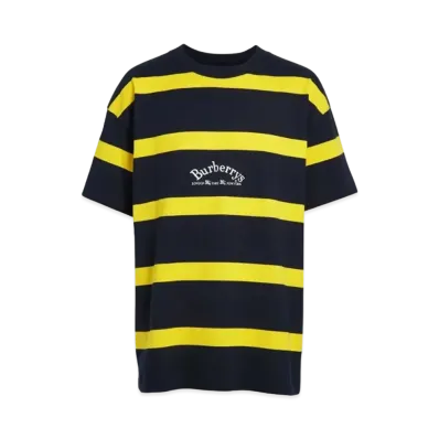 Burberry Men's Embroidered Archive Logo Striped Cotton T-shirt "Navy"