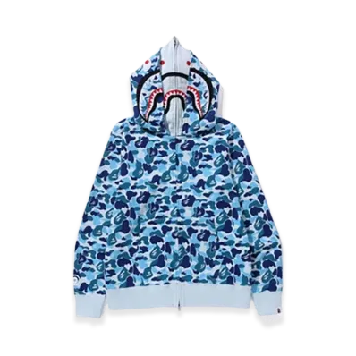 A BATHING APE ABC Camo Double Shark Full Zip Hoodie "Blue"