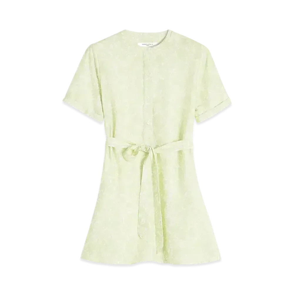 Maison Kitsune Short Sleeve Mini Dress "Lime Print"