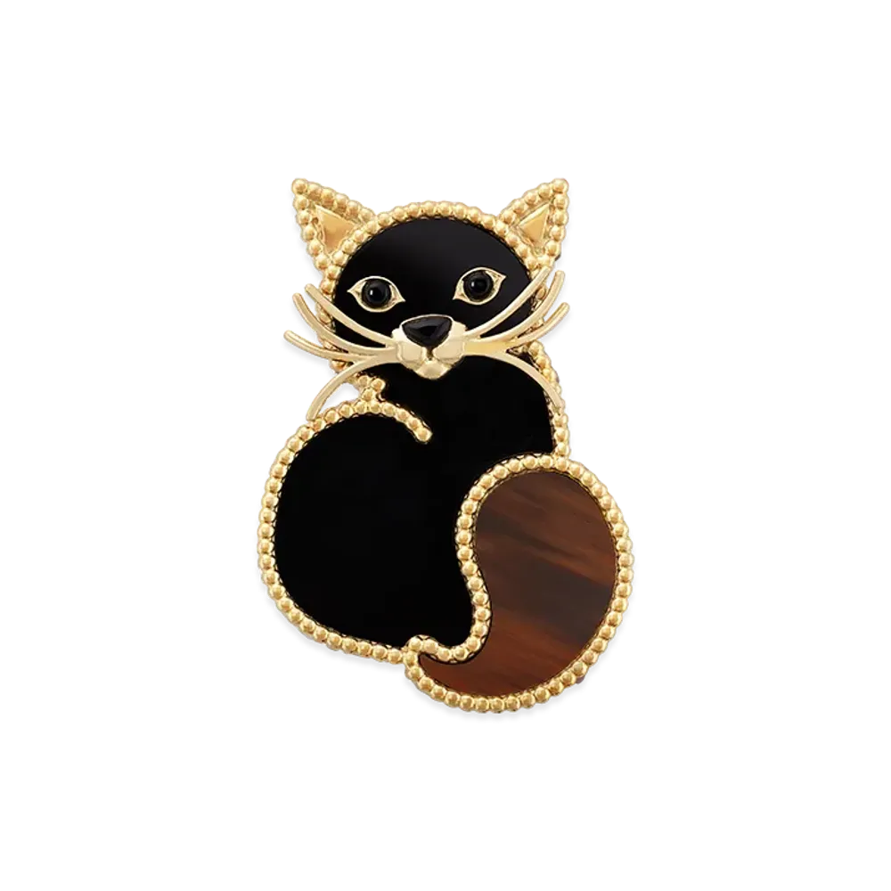 Van Cleef & Arpels Lucky Animals Cat clip "18K Yellow gold/Onyx/Obsidian"