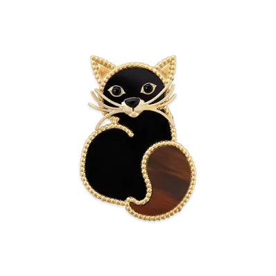 Van Cleef & Arpels Lucky Animals Cat clip "18K Yellow gold/Onyx/Obsidian"