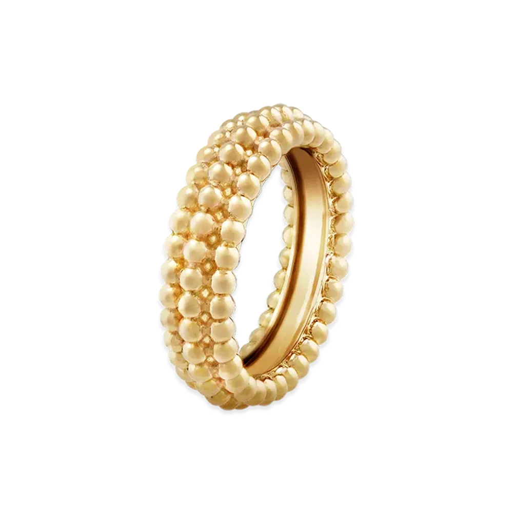 Van Cleef & Arpels Perlee gold pearls ring 3 rows model "18K Yellow gold"