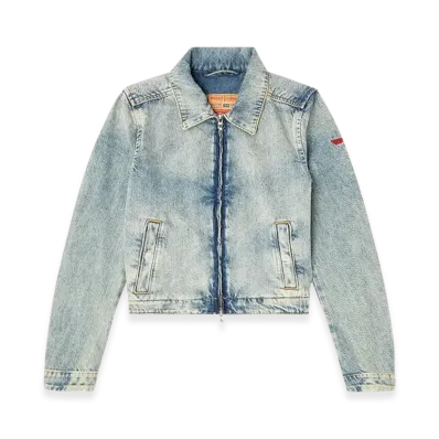 Diesel De-Corb Jacket In Dirt-Effect Fluid Tencel Denim "Light Blue"