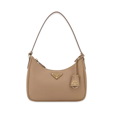 PRADA Women's Leather Re-Edition 2005 Shoulder Bag "Beige"