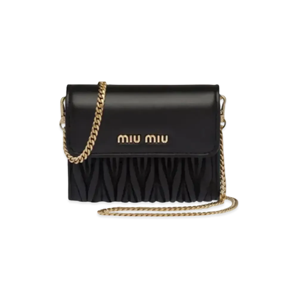 MIU MIU Shoulder Strap With Nappa Leather Wallet "Black"