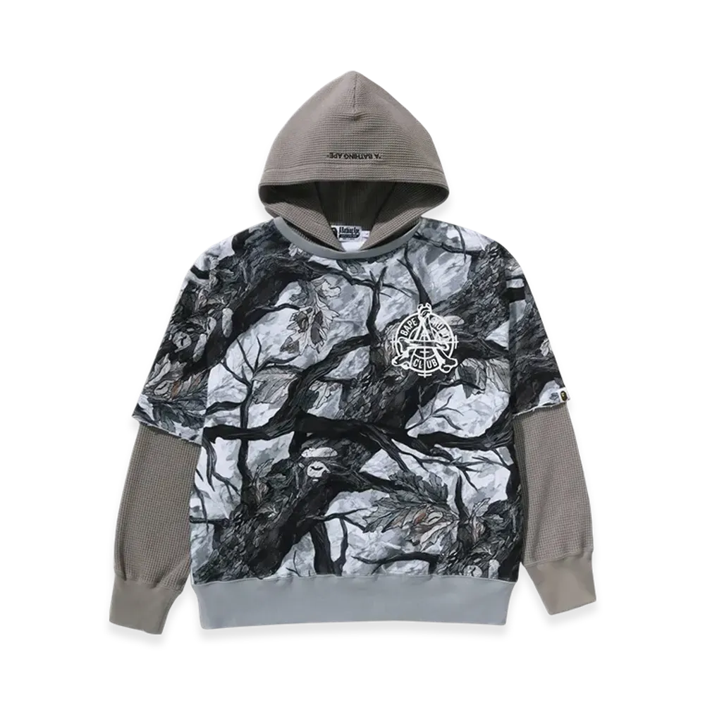 A BATHING APE Tree Edge Camo Layered Pullover Hoodie "White"