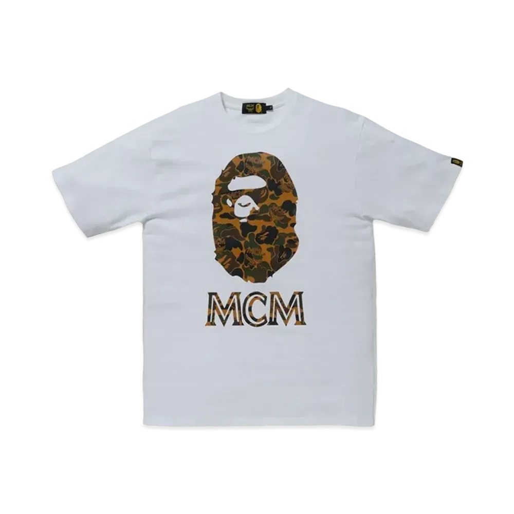 A BATHING APE / MCM Camo Ape Head Tee "White"