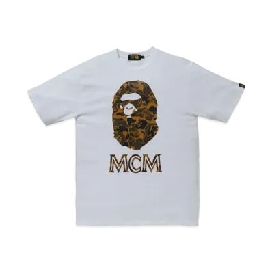 A BATHING APE / MCM Camo Ape Head Tee "White"