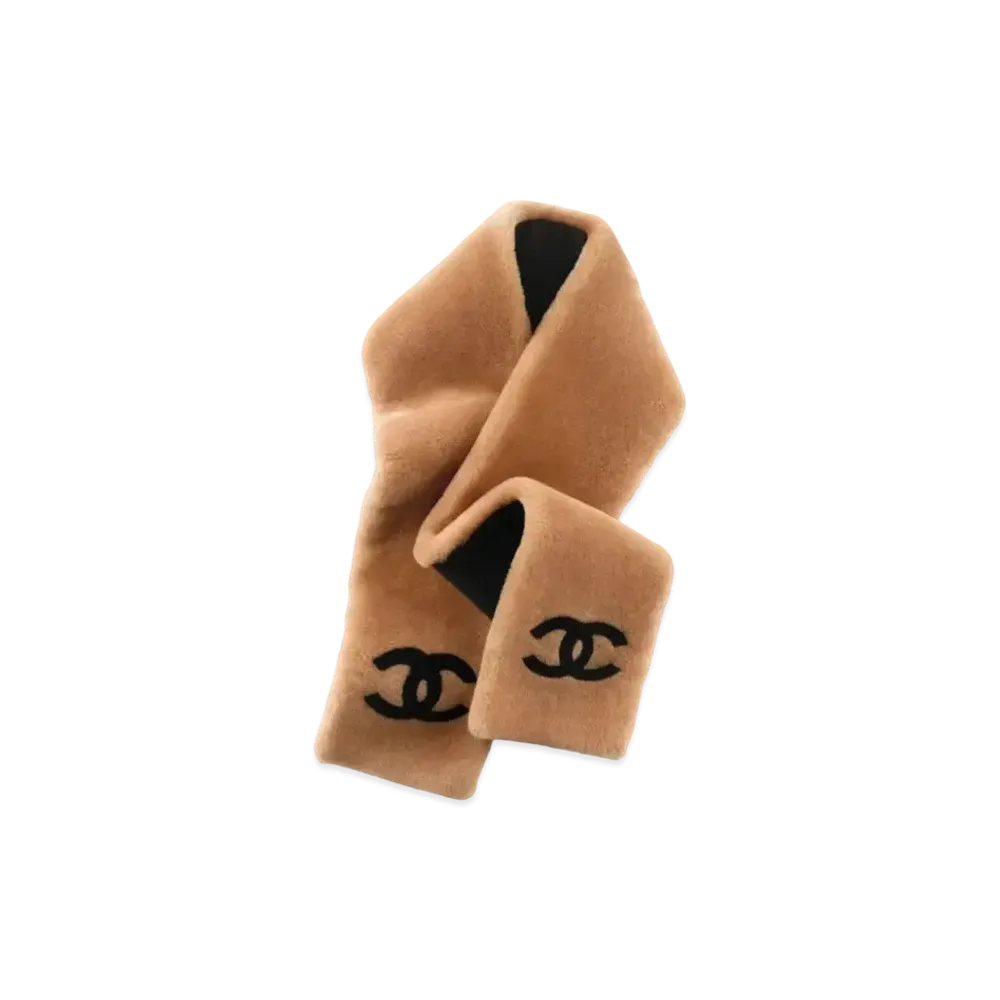 CHANEL Stole Shearling Lambskin "Beige/Black"