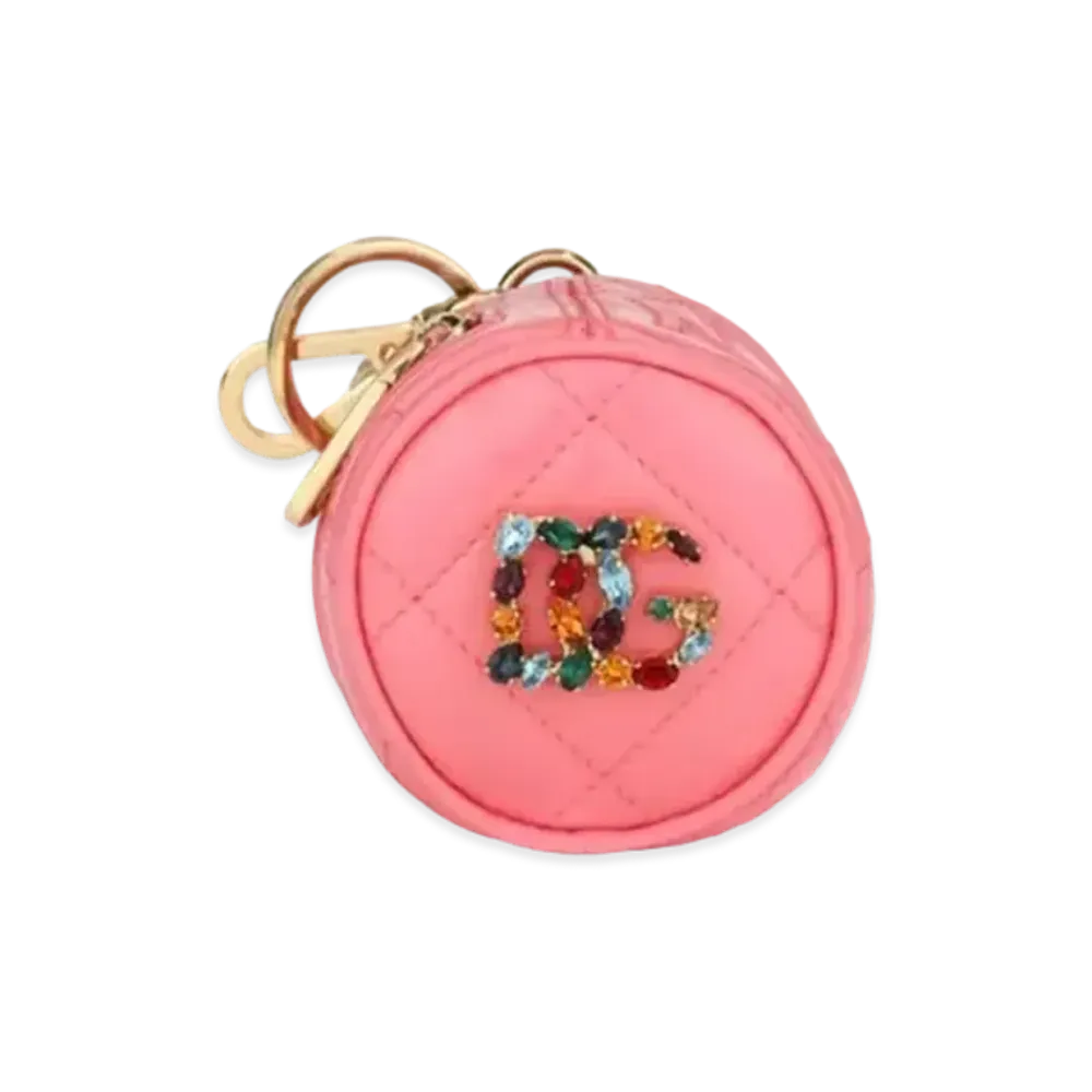 Dolce&Gabbana Coin Case Enamel DG Rhinestone Logo "Pink"