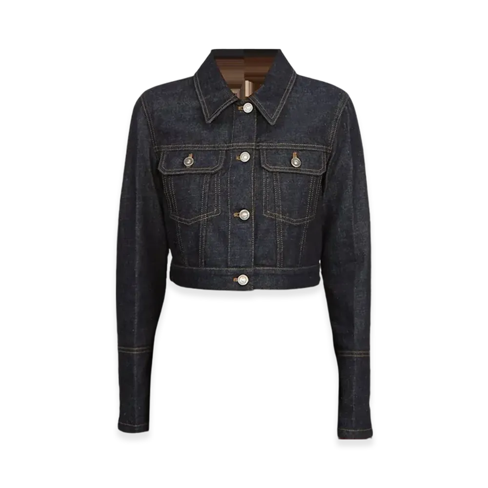 Dior Women's Cropped Denim Jacket "Navy"