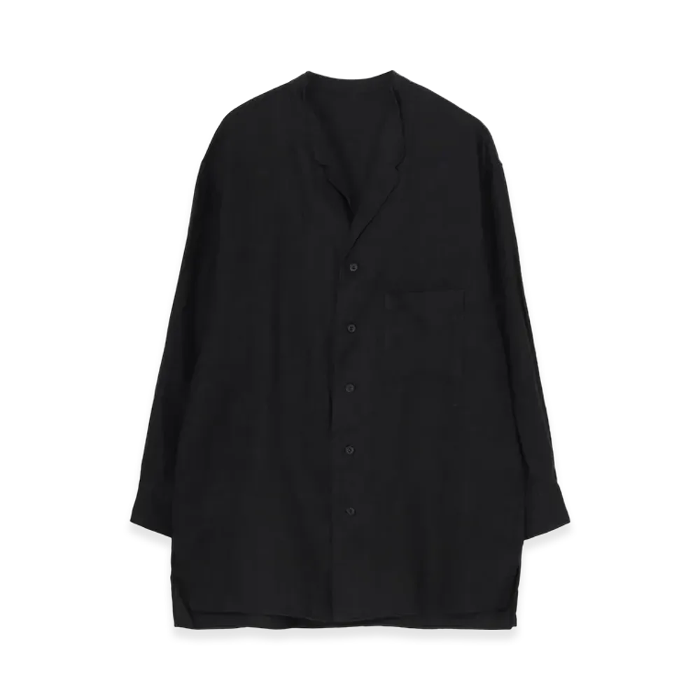 Yohji Yamamoto POUR HOMME Garment Dye Flax Notched Blouse "Black"