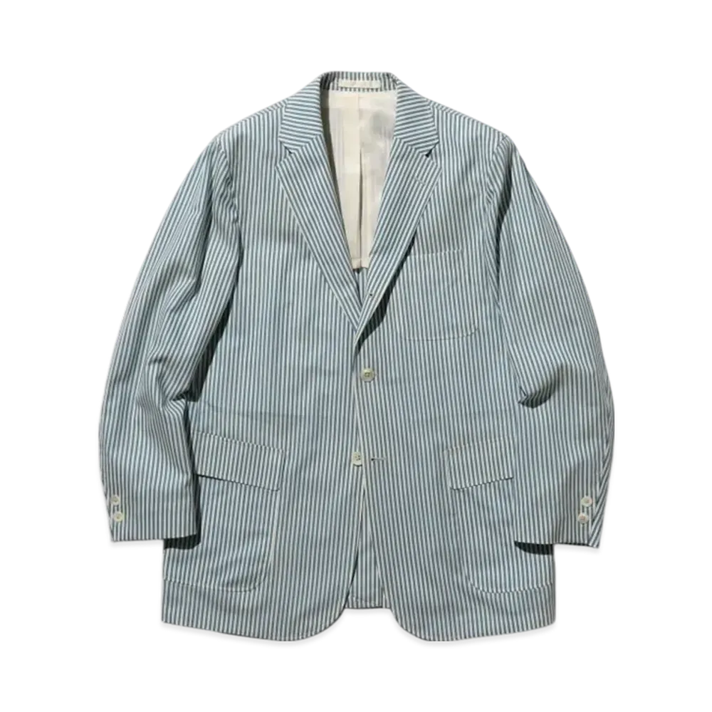 BEAMS 3B Box fit Wool Stripe "Blue"